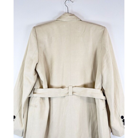NWT ba&sh Blazer Beige Abby Jacket Belted Peak Lapel Long Sleeve 3 US Large - Picture 10 of 11
